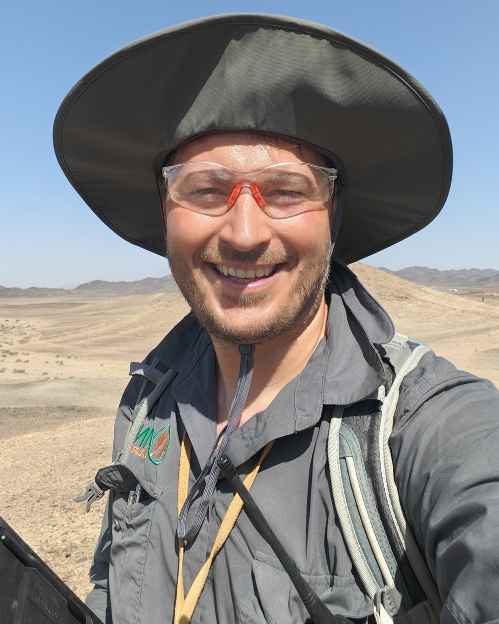 Christopher Schmidt during fieldwork in the desert